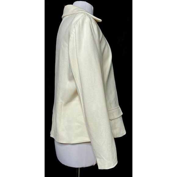 Chico's Winter White Zip Front Knit Jacket Sz Medium Lined Color Blocked - Picture 5 of 6